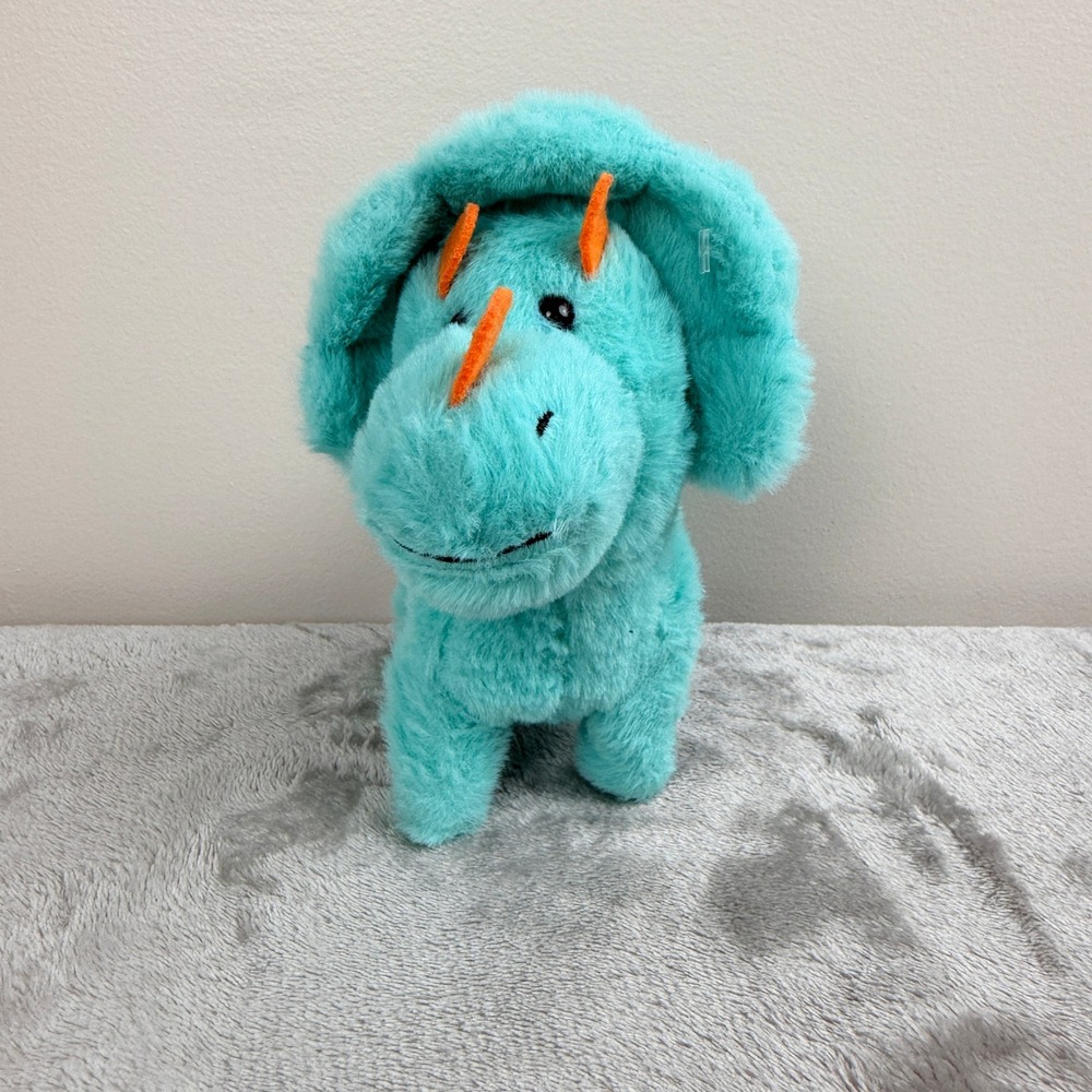 Kid Connection‎ Triceratops Plush Teal Blue Orange Dinosaur Stuffed Animal
